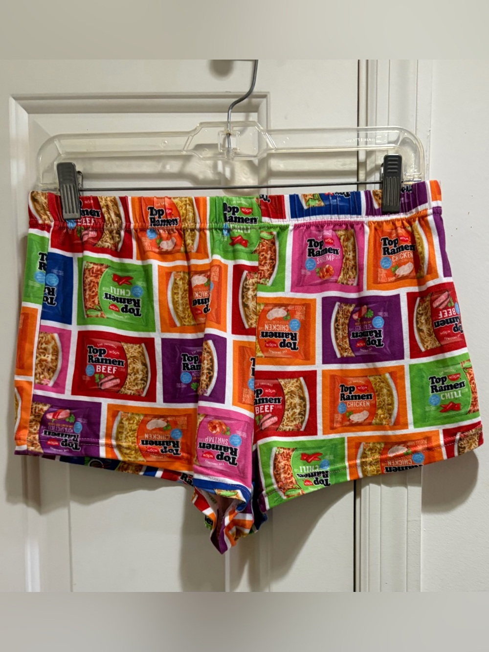 NWOT Top Ramen Kids Patchwork Print Shorts in Red, Orange, Green, Purple, Pink